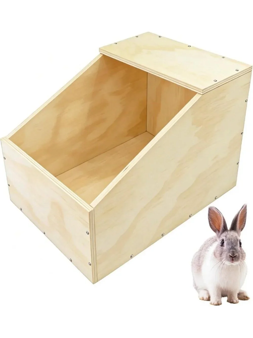 Cozy Wooden Rabbit Nesting Box - Solid Wood Small Animal Hideout, 16x11x11